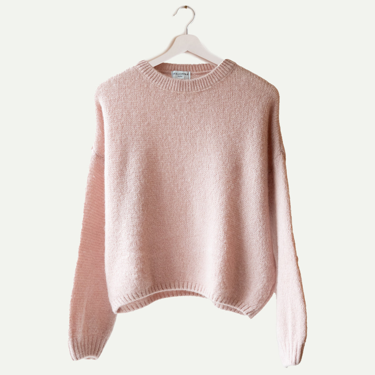 Dusty Pink Long Sleeve Cropped Mohair Jumper