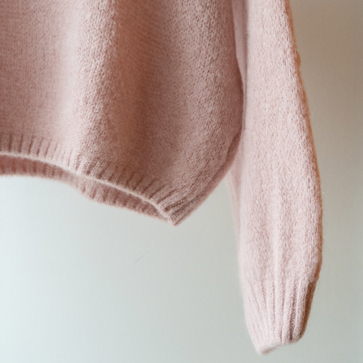 Dusty Pink Long Sleeve Cropped Mohair Jumper