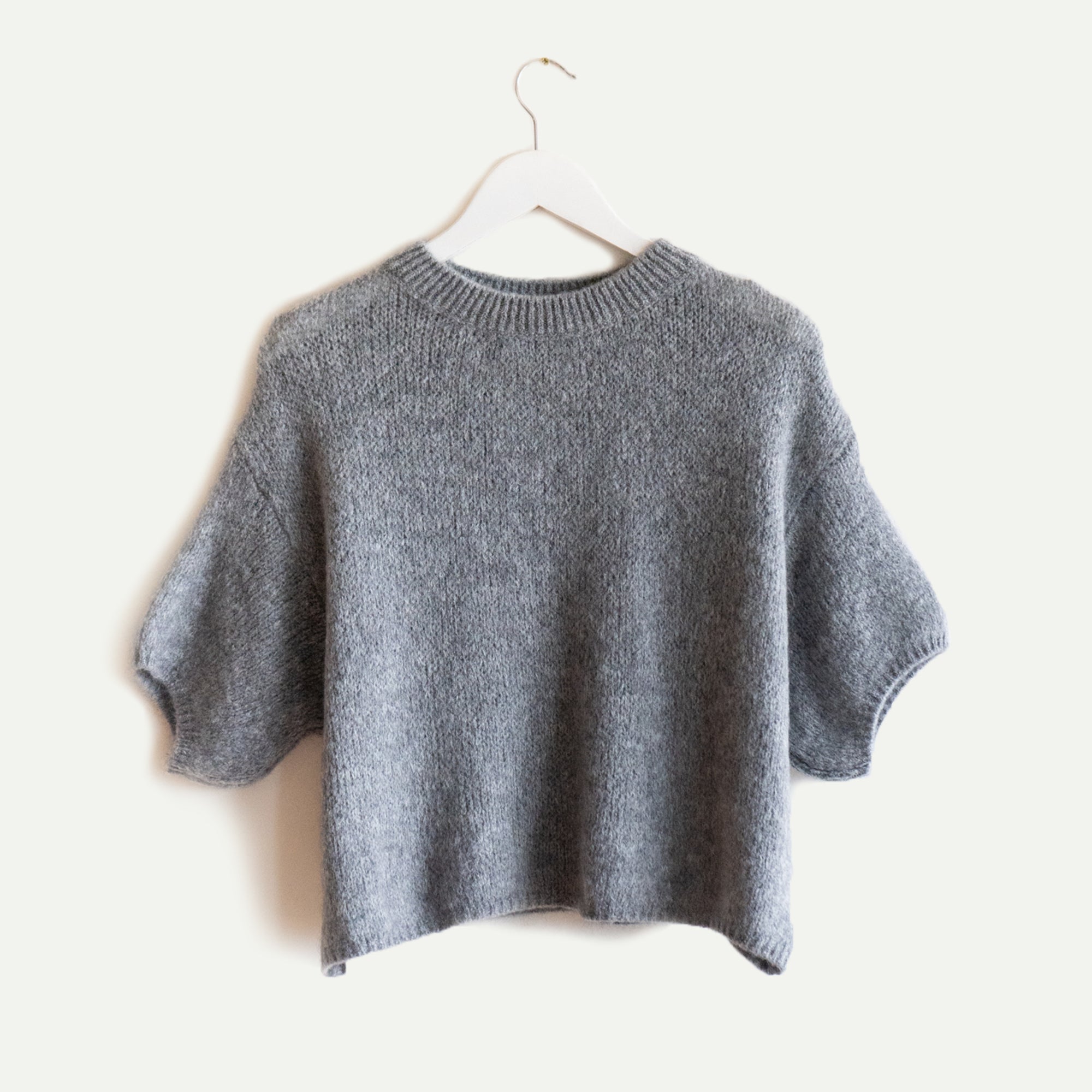 Grey Cropped Mohair Jumper
