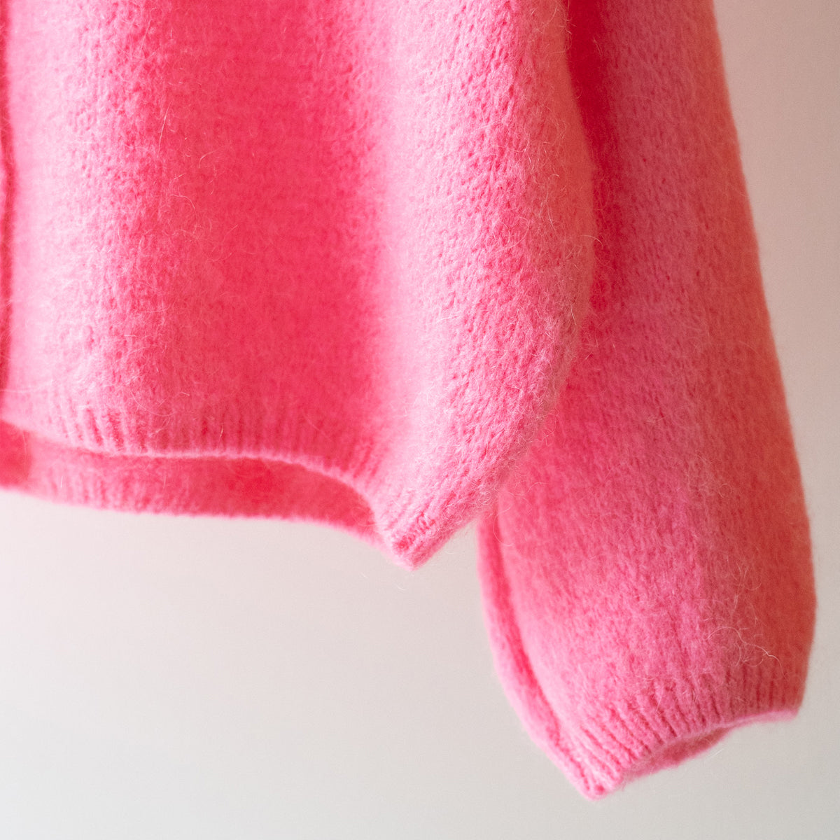 Barbie Pink Long Sleeve Cropped Mohair Cardigan