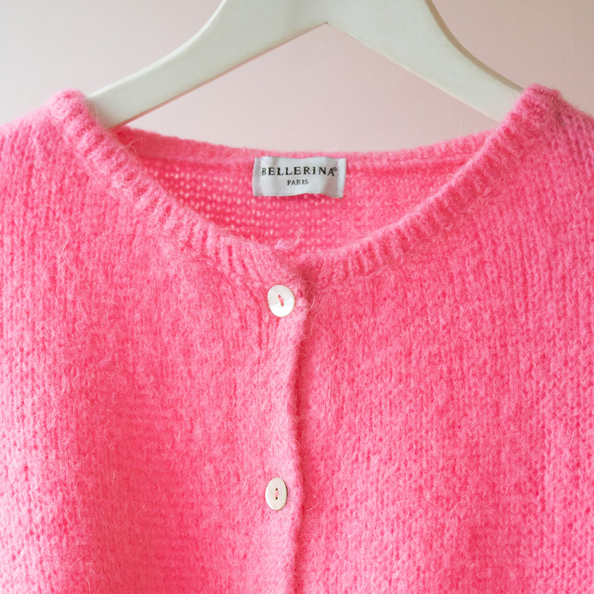 Barbie Pink Long Sleeve Cropped Mohair Cardigan