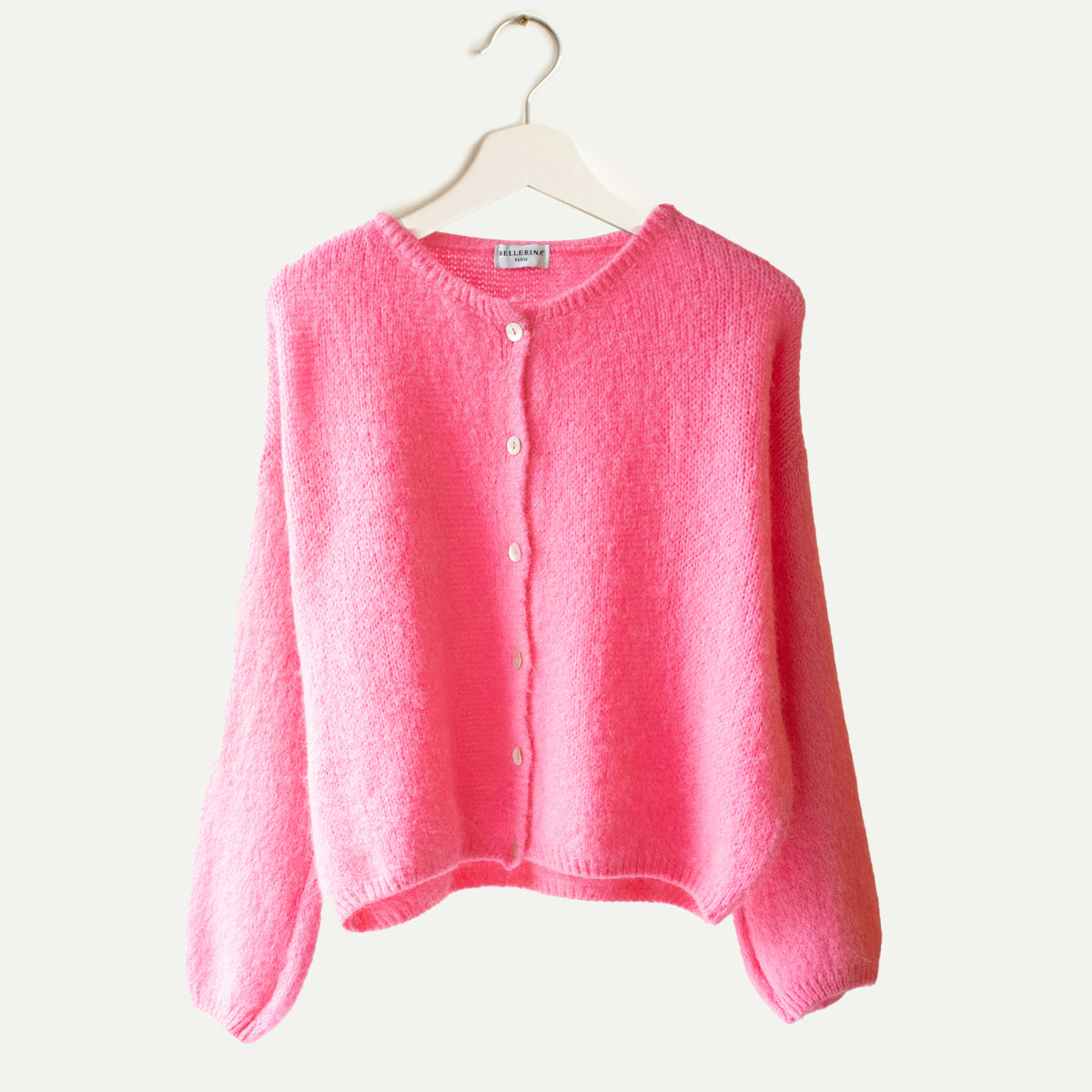 Barbie Pink Long Sleeve Cropped Mohair Cardigan