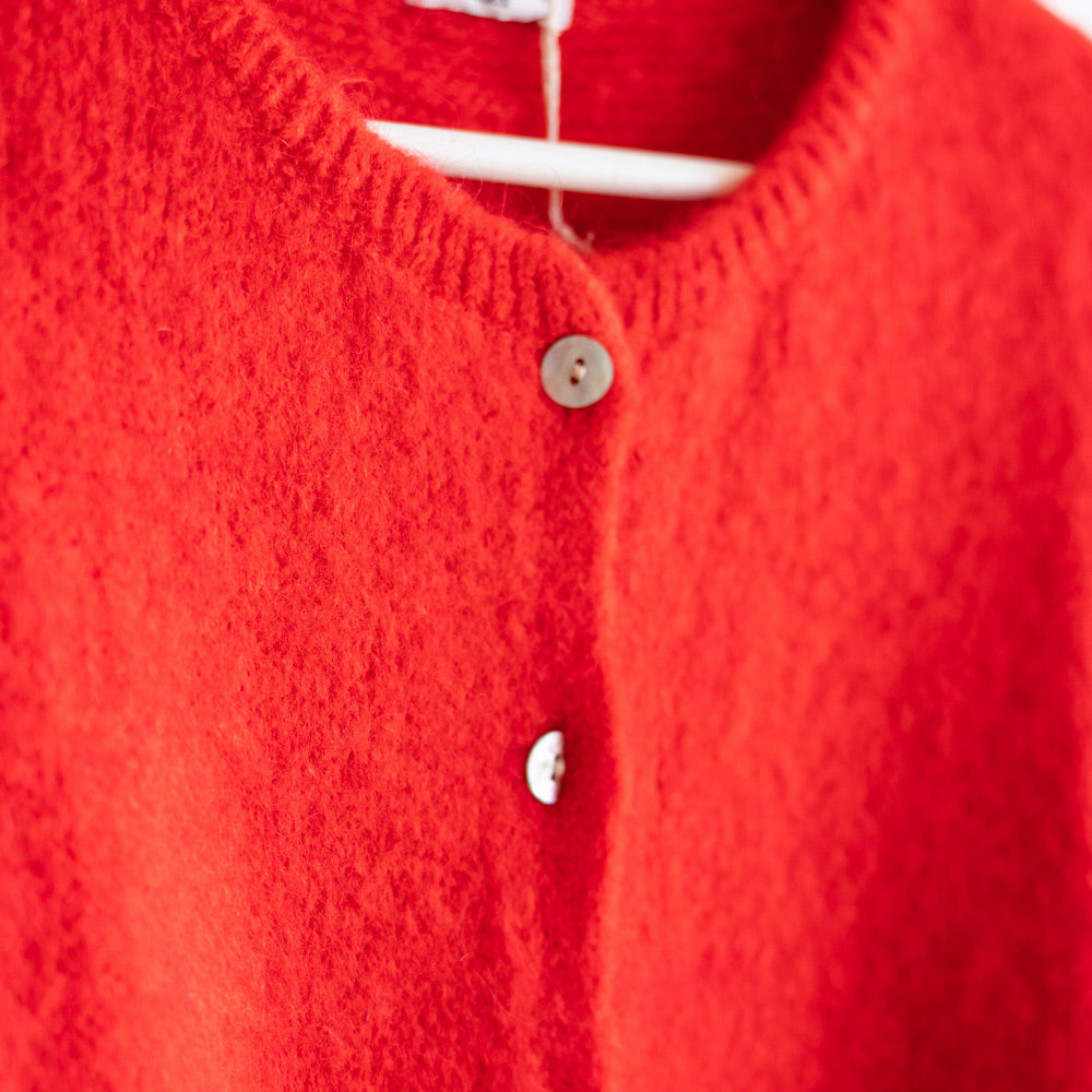 Red Cropped Mohair Cardigan