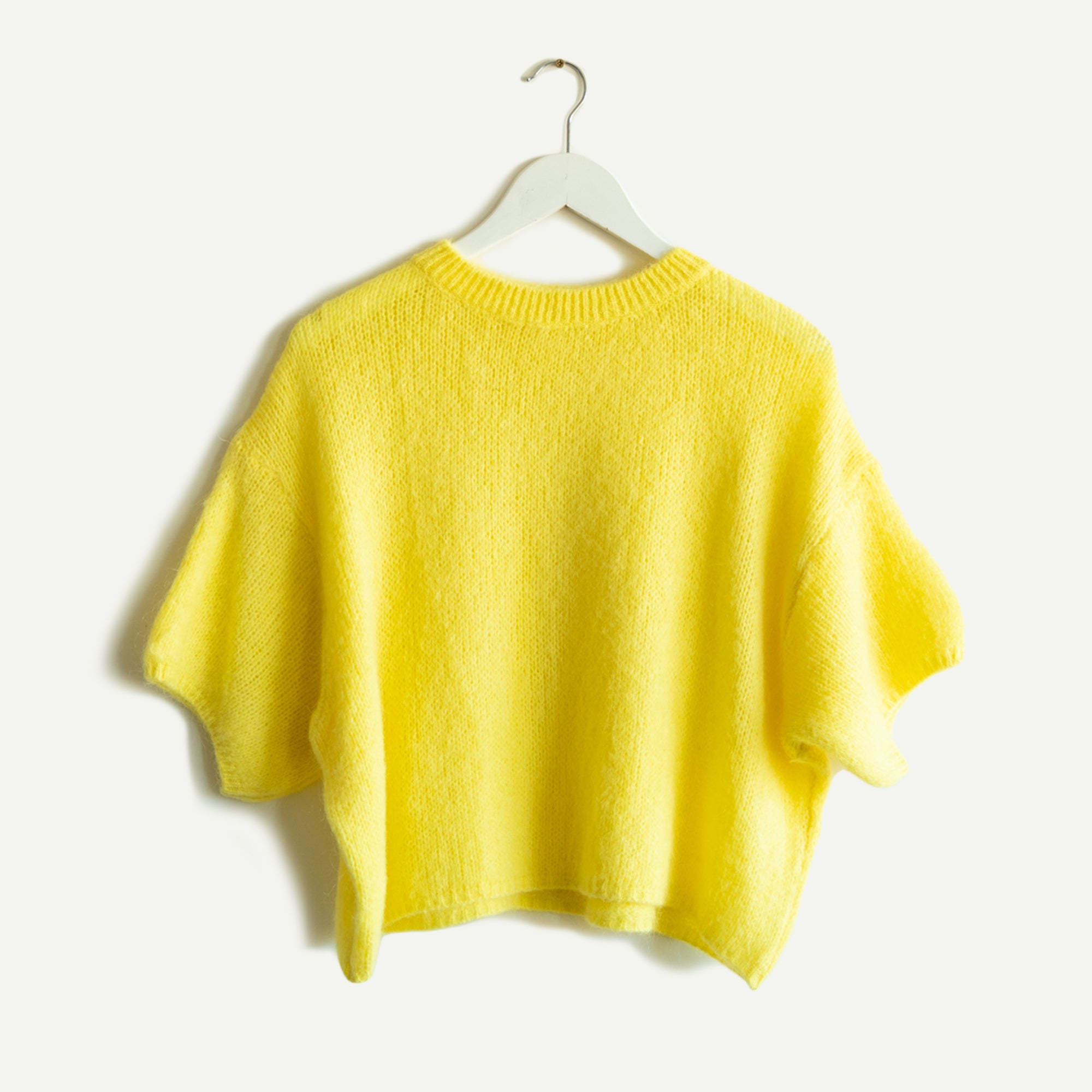 Sunshine Yellow Cropped Mohair Jumper