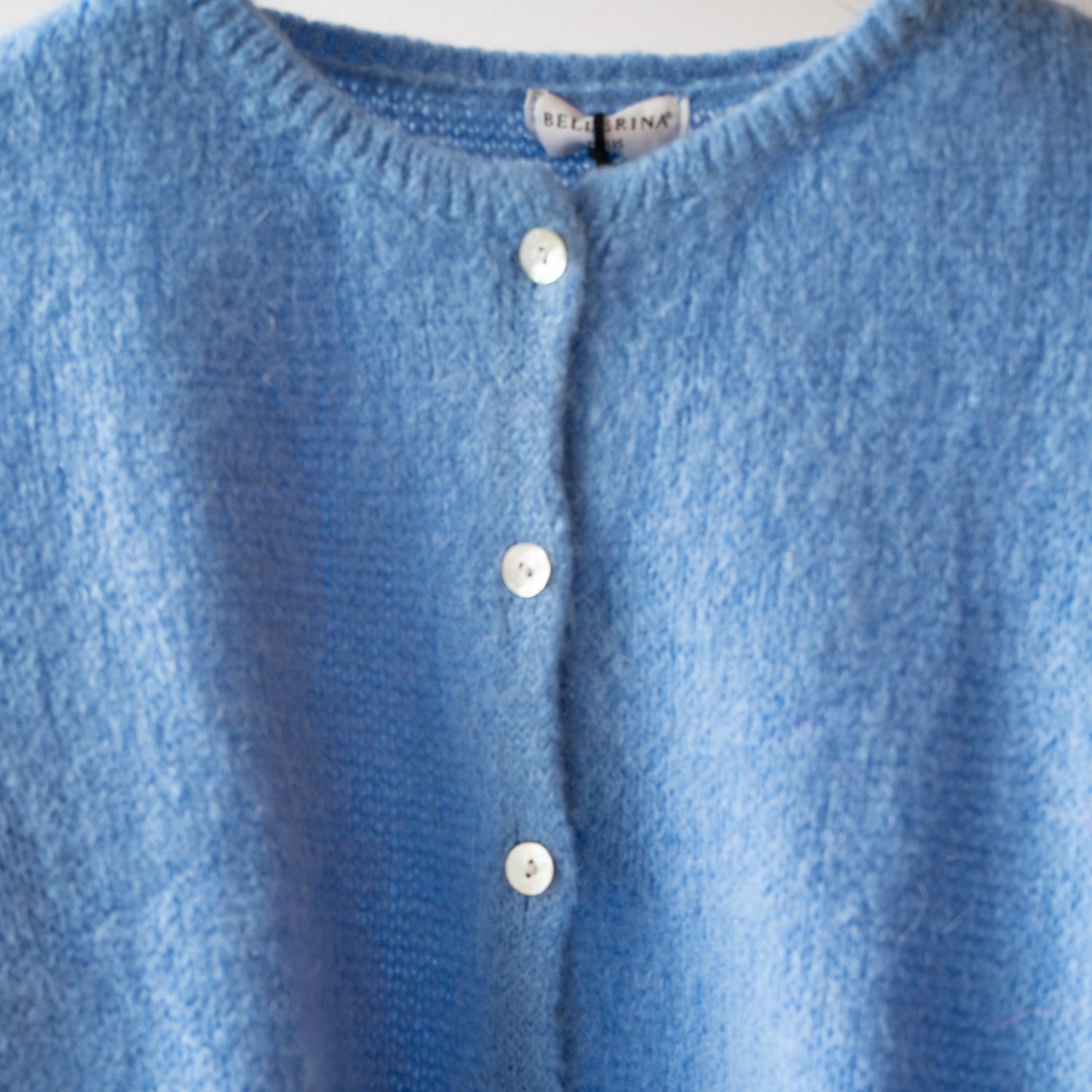 Cornflower Cropped Long Sleeve Mohair Cardigan