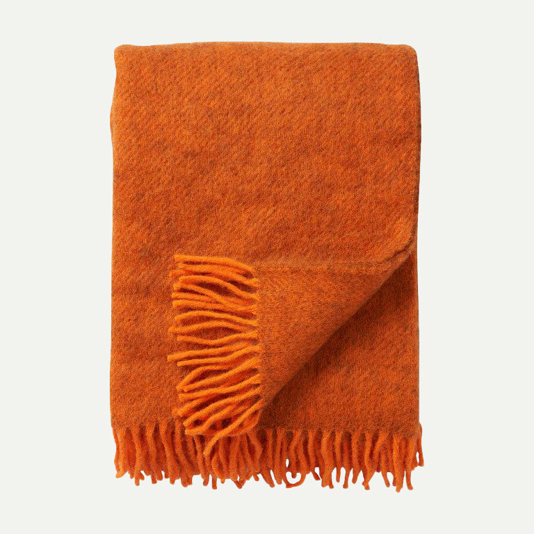 Klippan Orange Gotland & Lambswool Woven Wool Throw