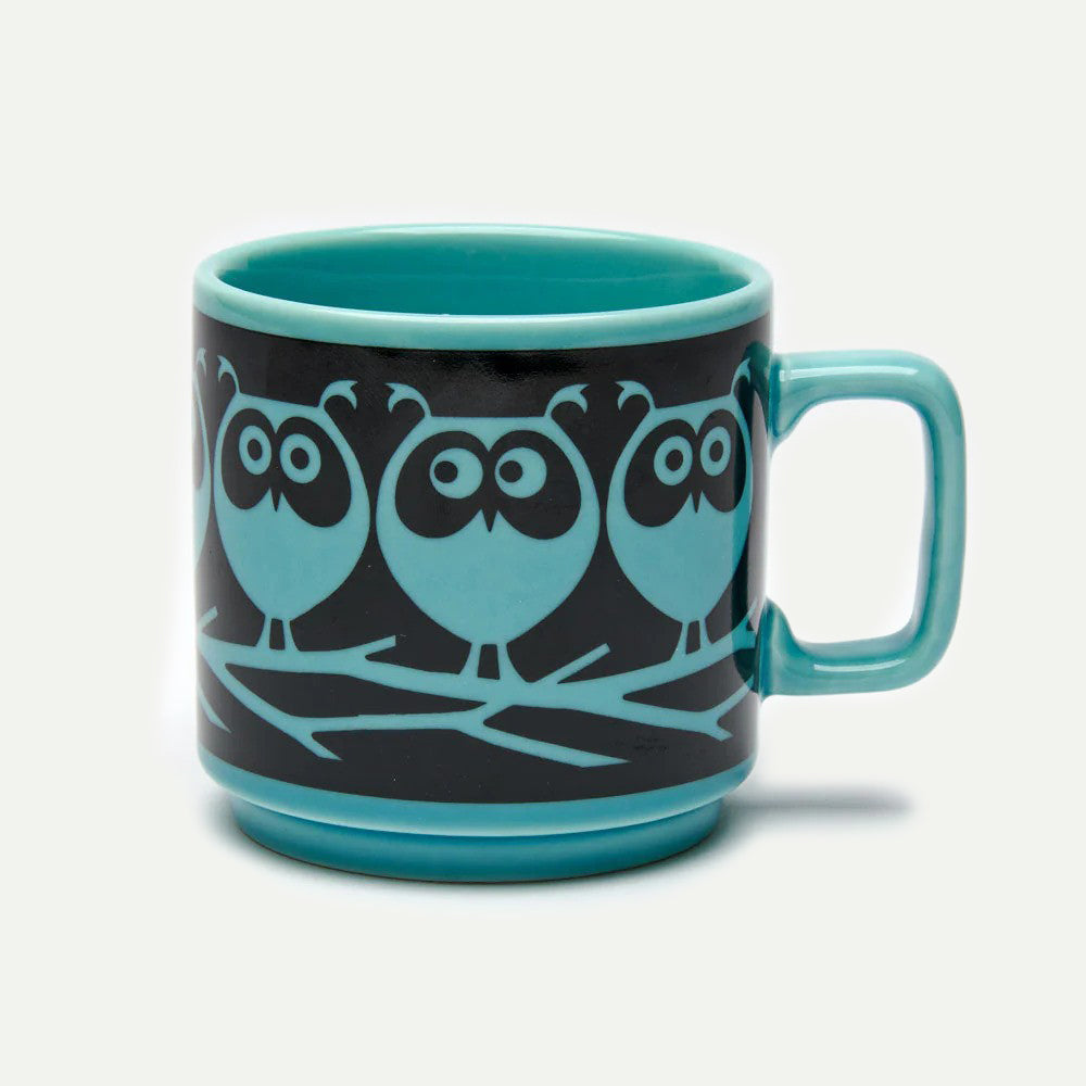 Magpie X Hornsea Teal Owls on Branch Mug
