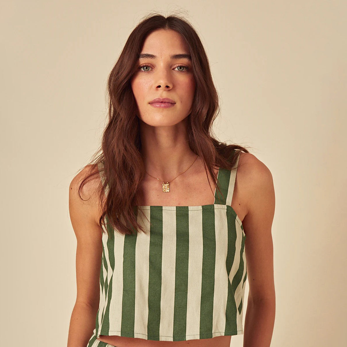 Nobody's Child Green Stripe Pippa Tank Top