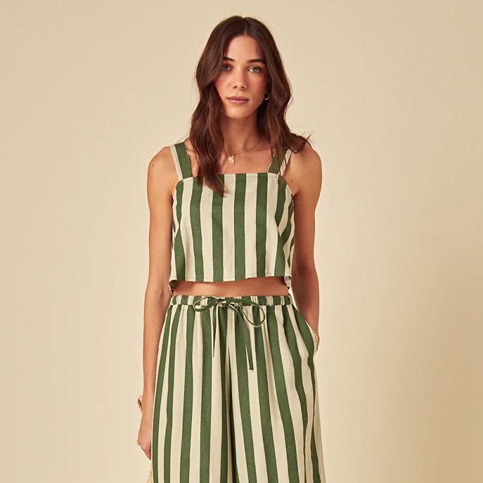 Nobody's Child Green Stripe Pippa Tank Top