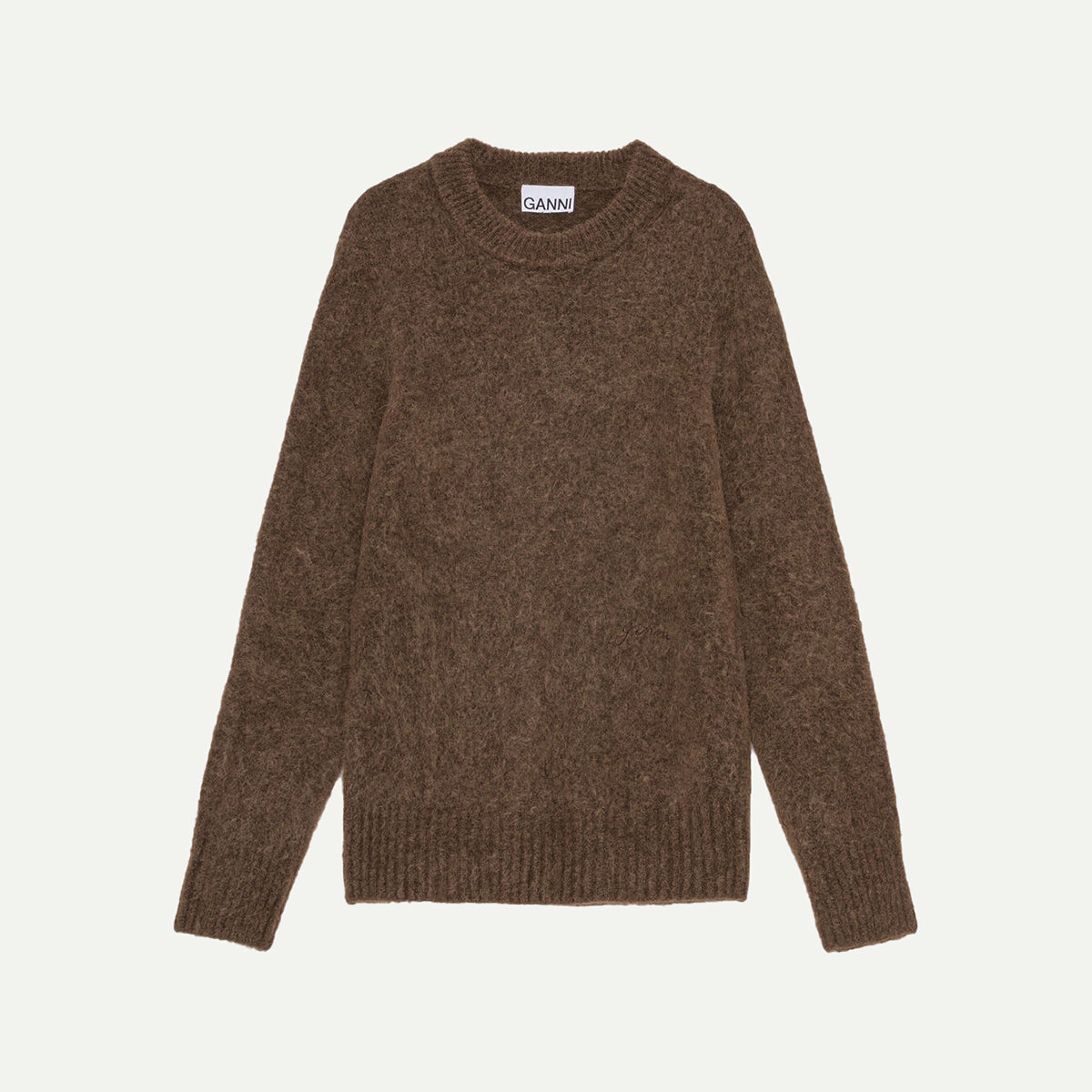 GANNI Rain Drum Brushed Alpaca O-Neck Jumper