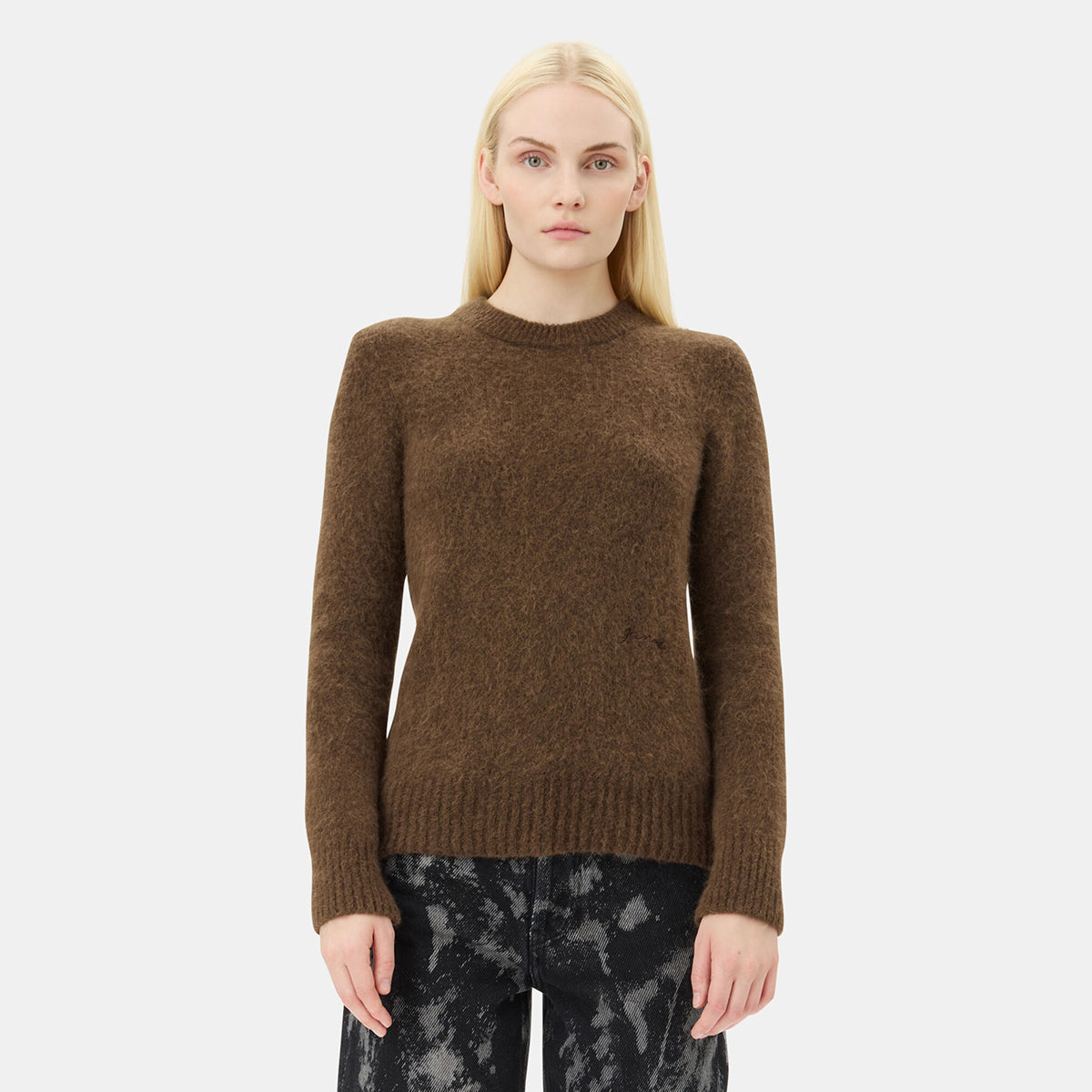 GANNI Rain Drum Brushed Alpaca O-Neck Jumper