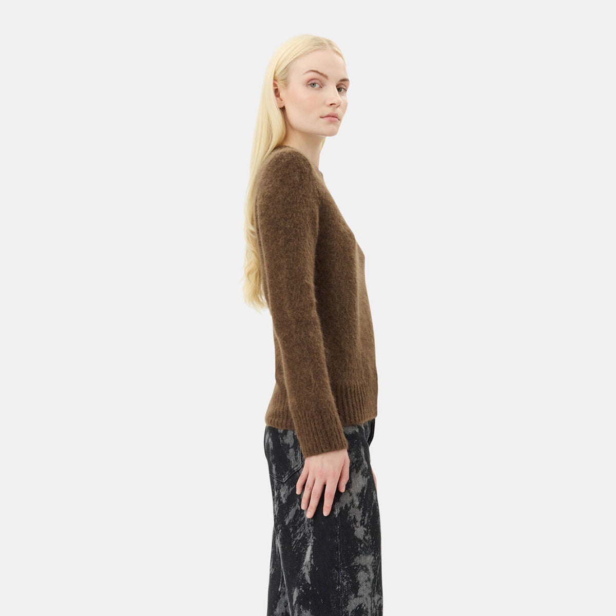 GANNI Rain Drum Brushed Alpaca O-Neck Jumper