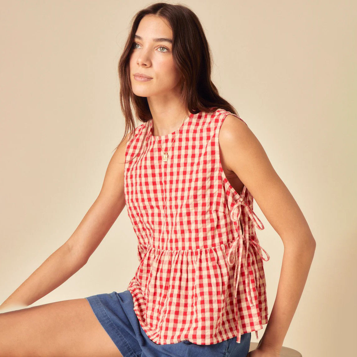 Nobody's Child Red Check Valerie Top