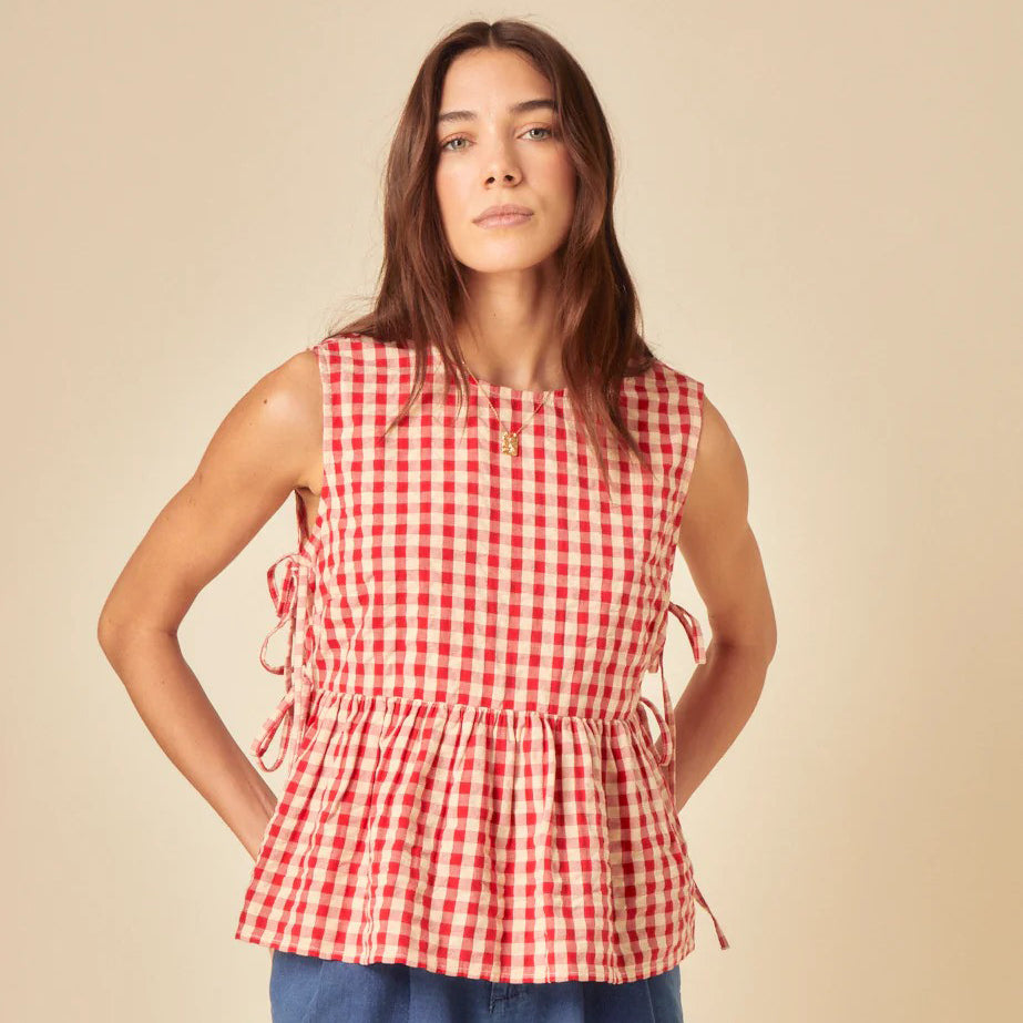 Nobody's Child Red Check Valerie Top