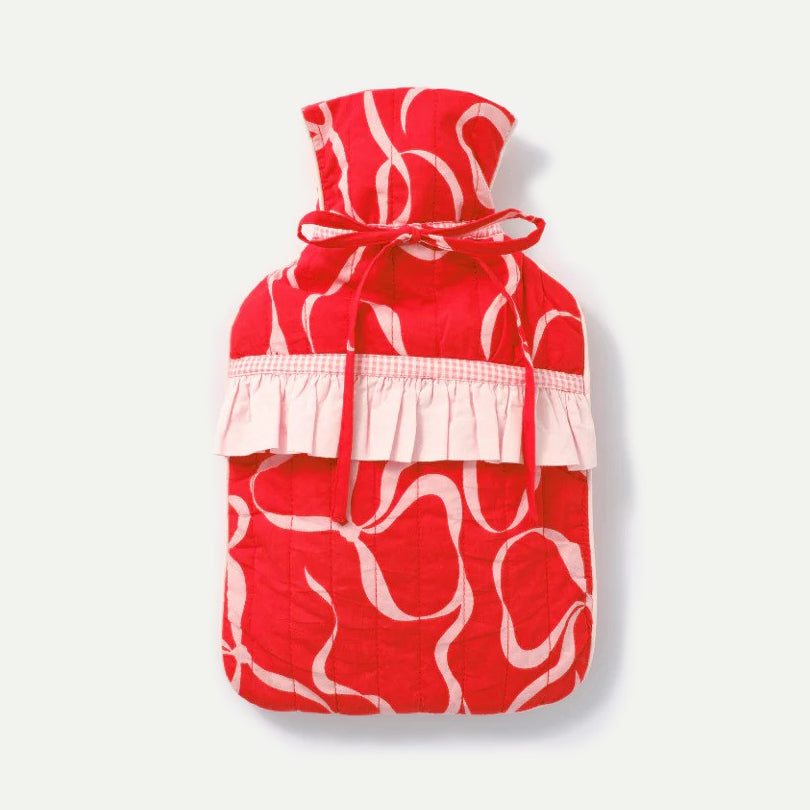 Damson Madder Red Bows Tie Hot Water Bottle Cover