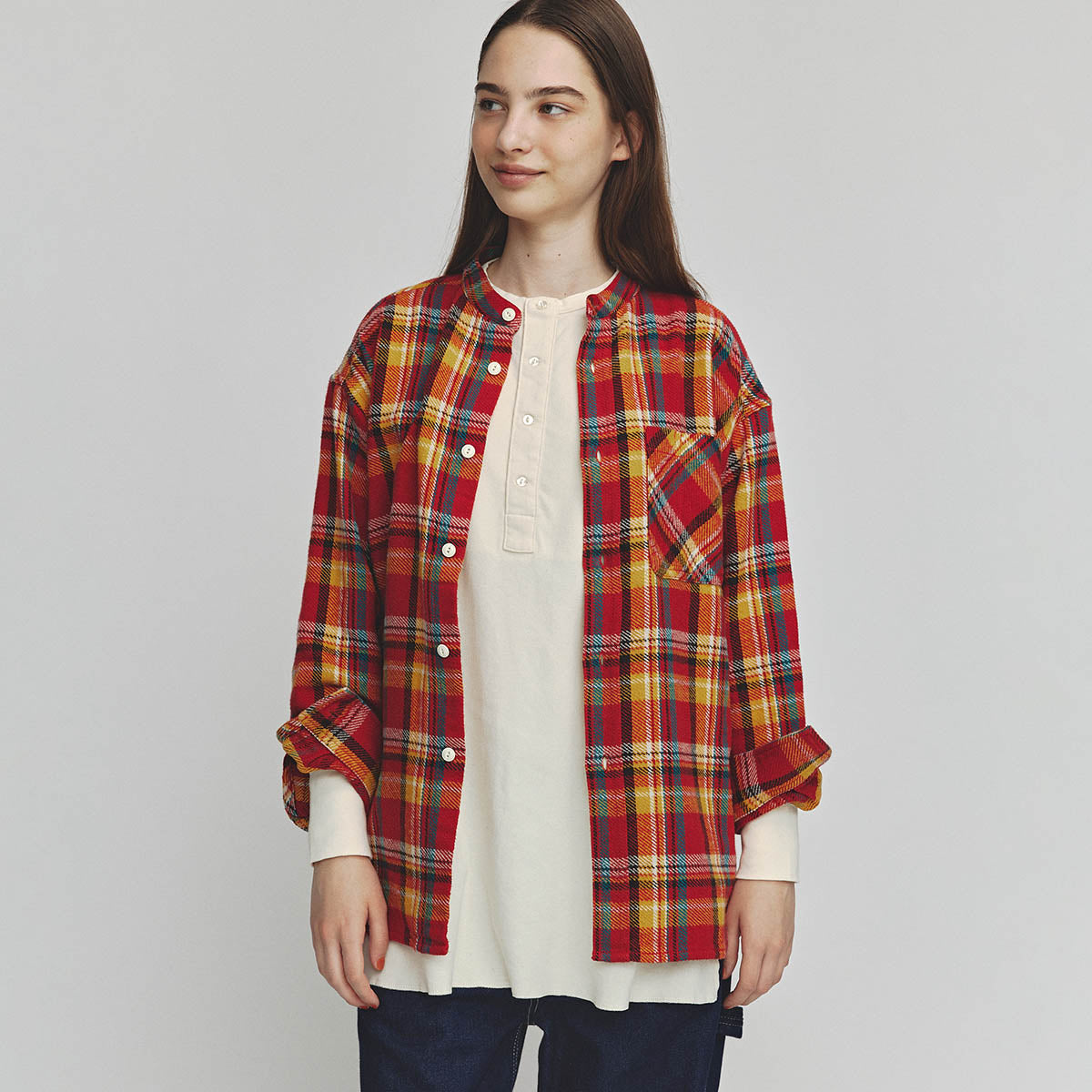 Beams Boy Red Check G.Boy Work Shirt