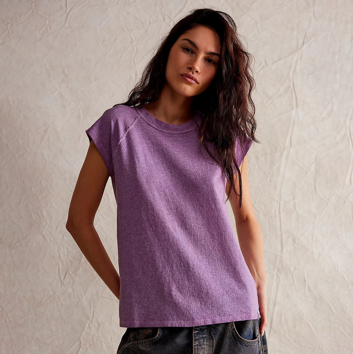 Free People Mauve Mousse Riley Tee