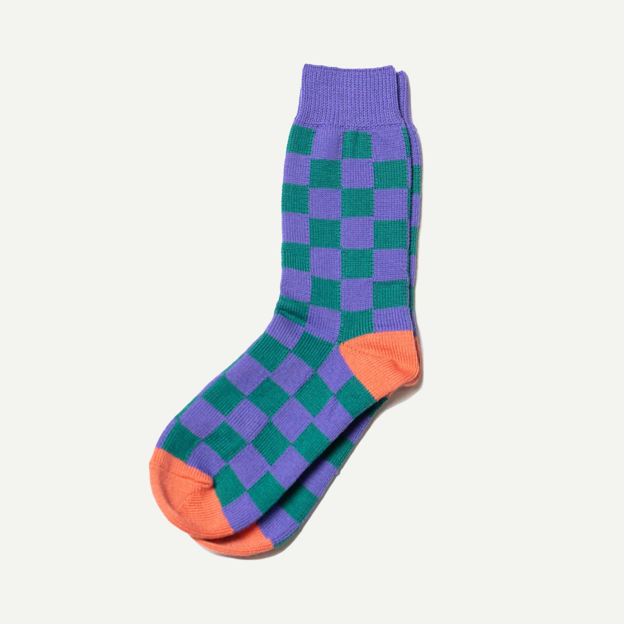 Rototo Green/Purple Checkerboard Socks