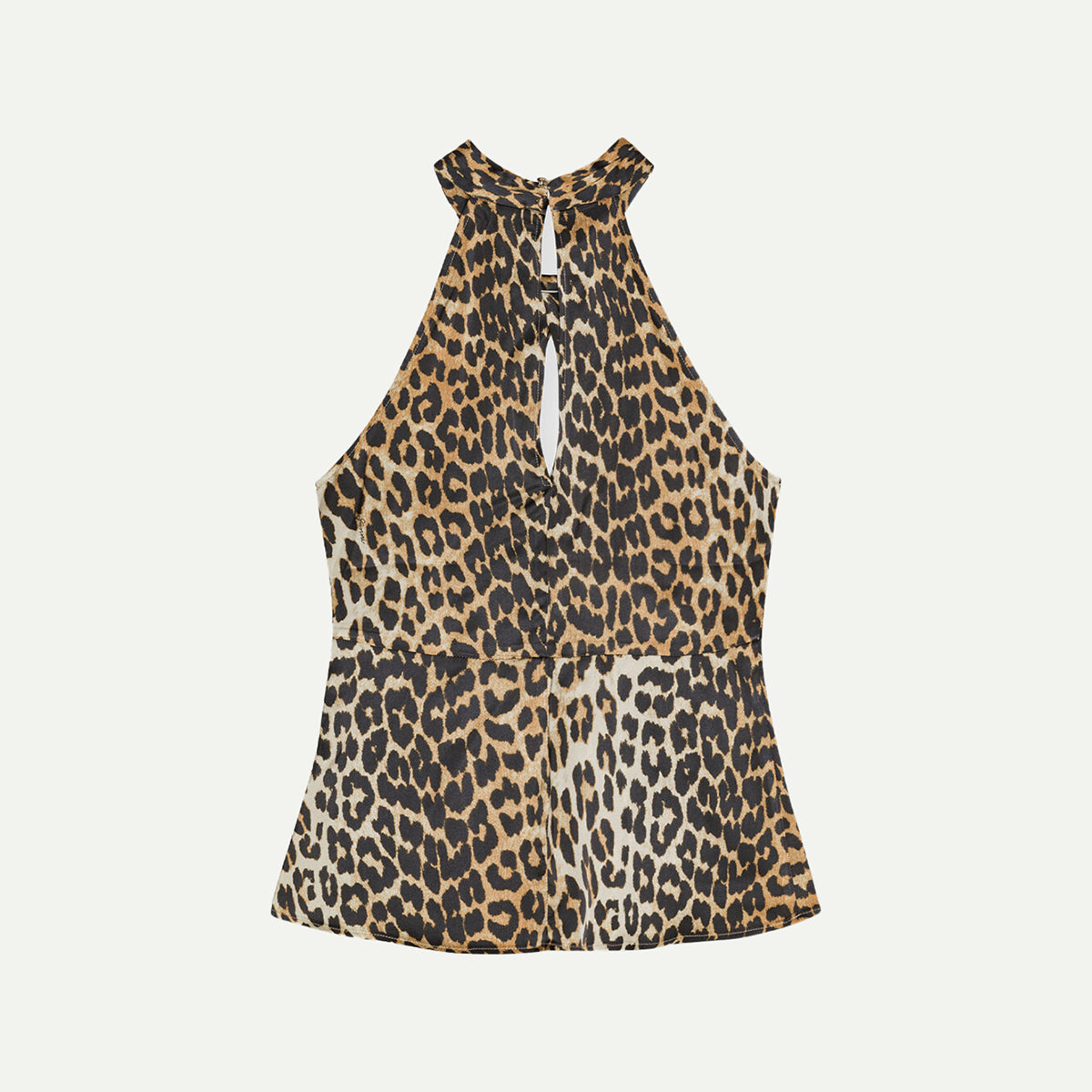 GANNI Leopard Print Satin Top