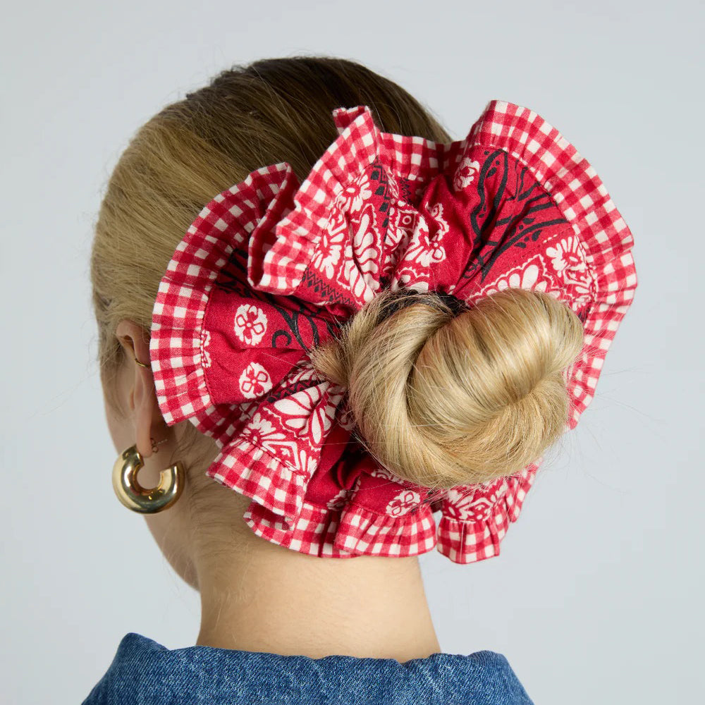 Damson Madder Red Bandana Print Scrunchie