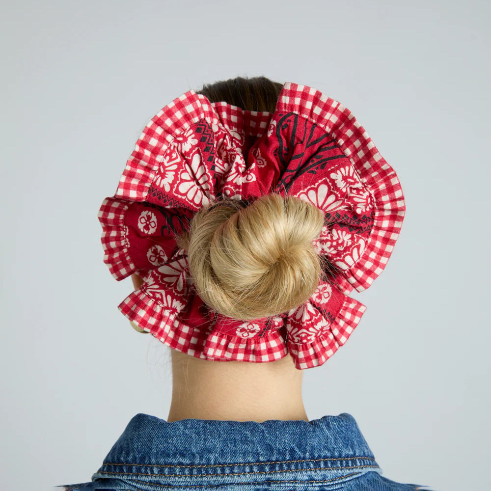 Damson Madder Red Bandana Print Scrunchie