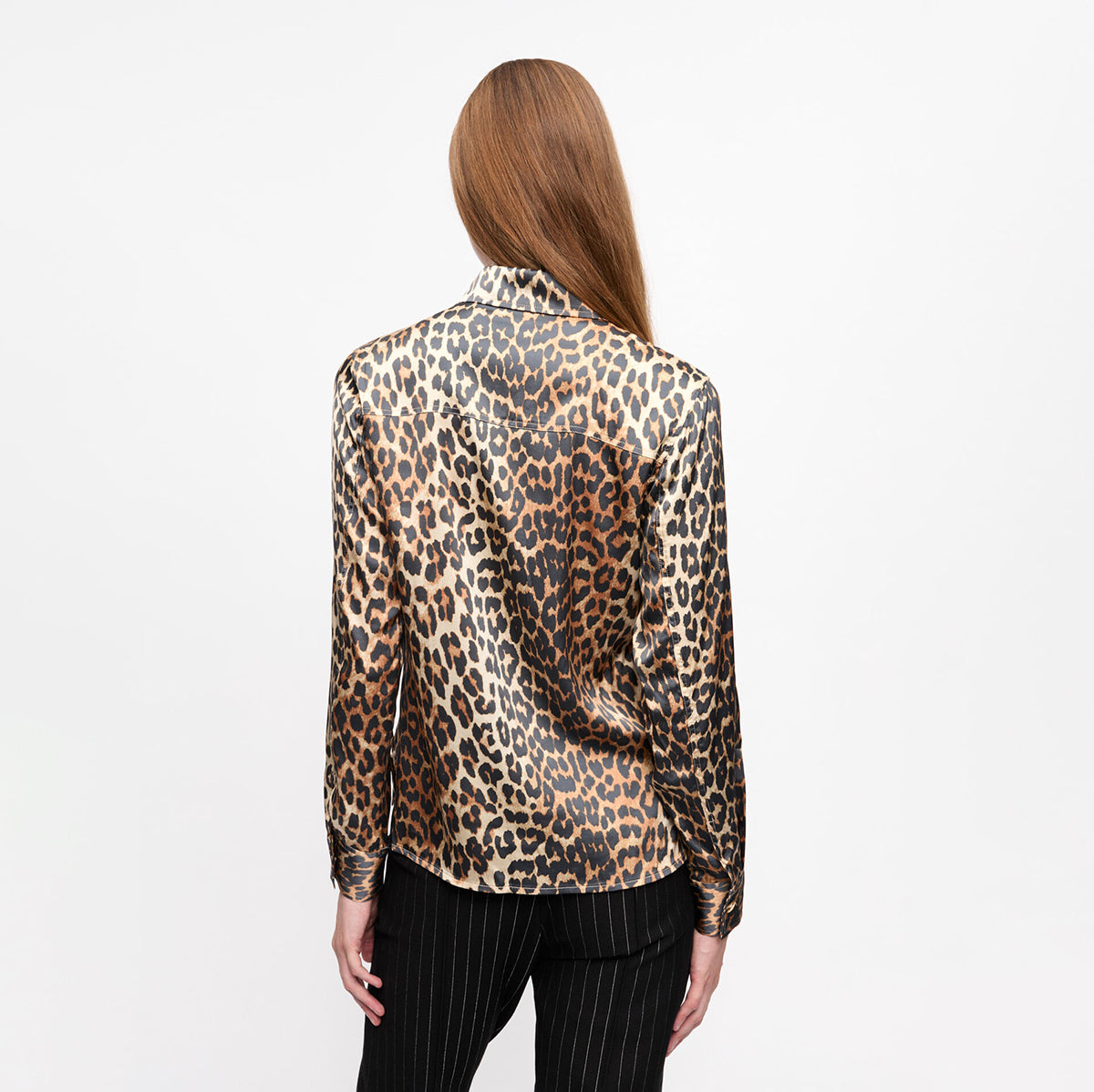 GANNI Leopard Print Satin Shirt