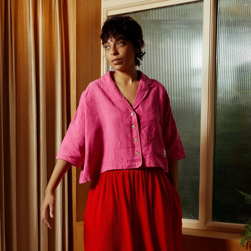 L.F. Markey Fuchsia Maxim Linen Shirt