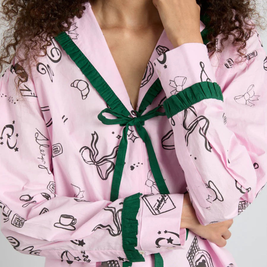 Damson Madder Pink Sleep Symbols Antonella PJ Set