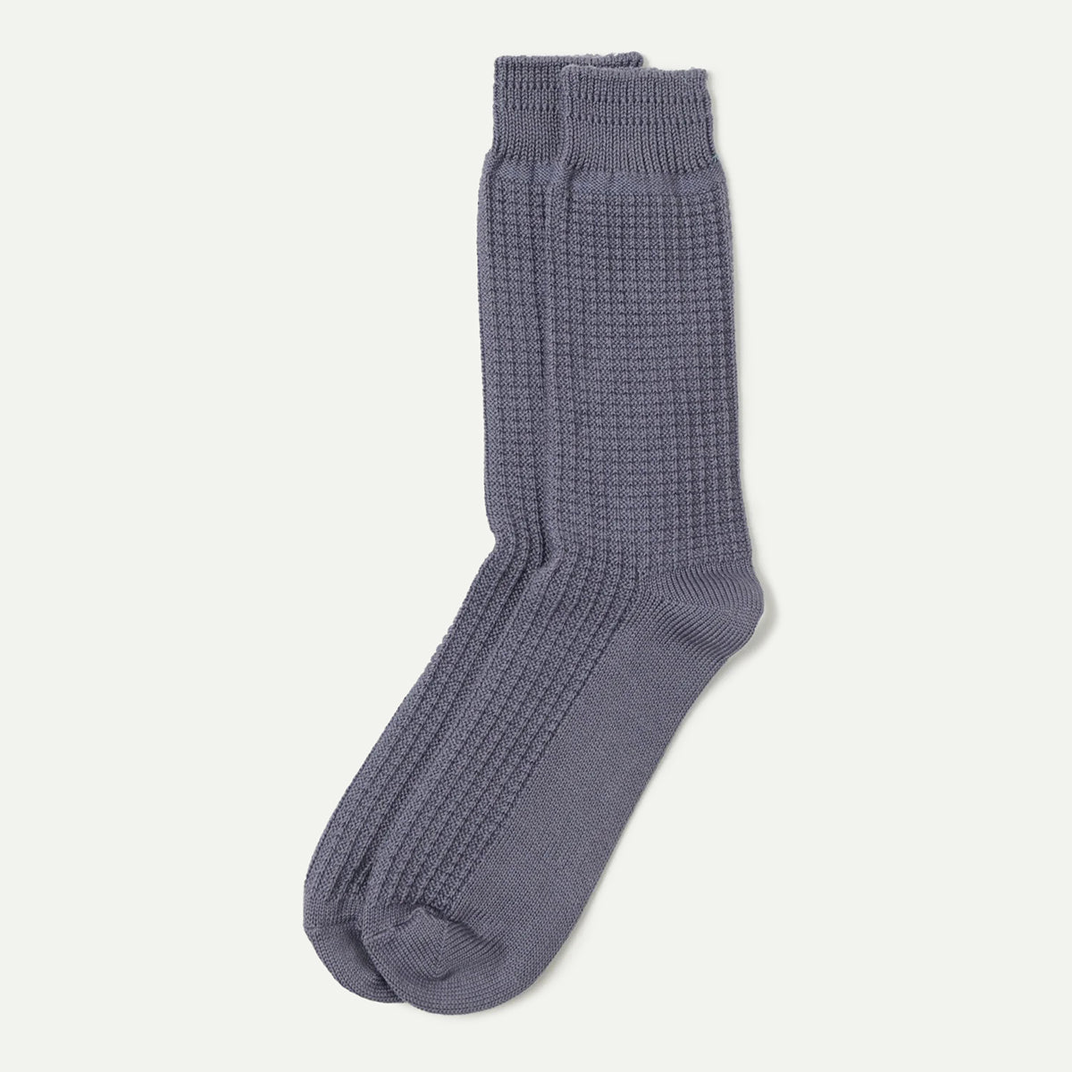 Rototo Steel Blue Waffle Crew Sock