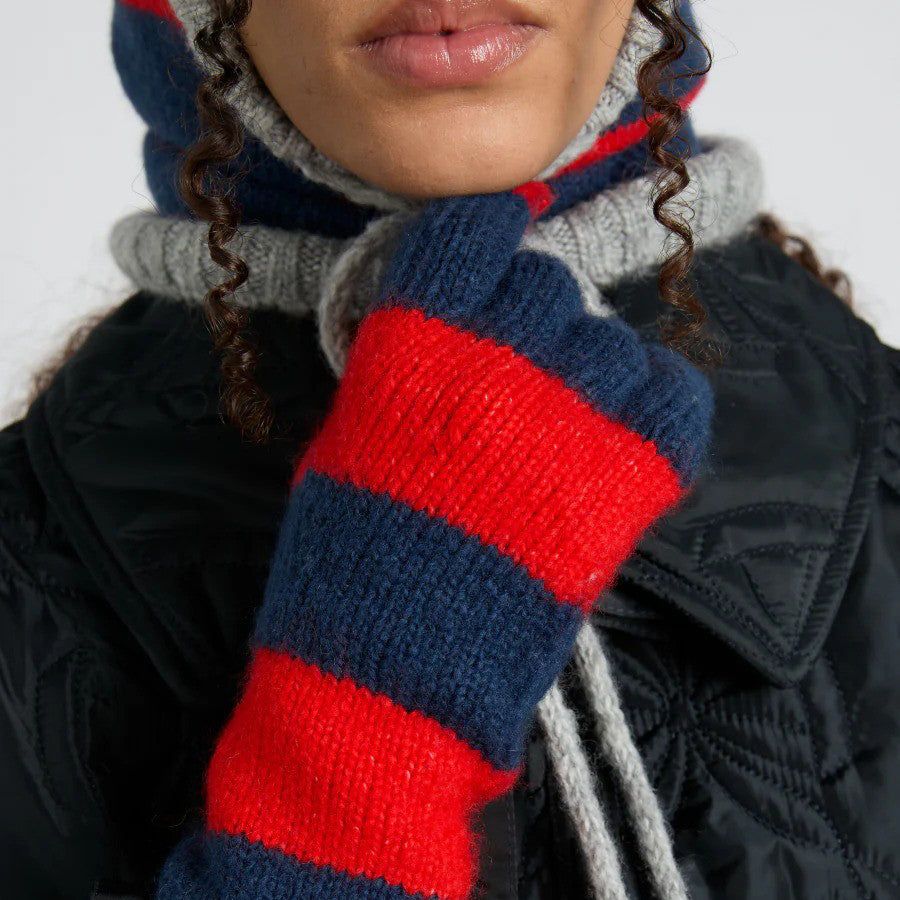 Damson Madder Navy/Red Stripe Long Gloves