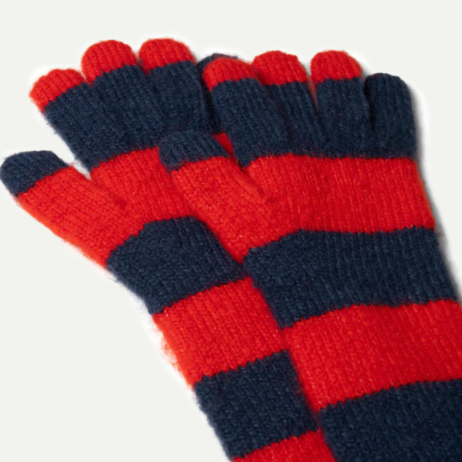 Damson Madder Navy/Red Stripe Long Gloves