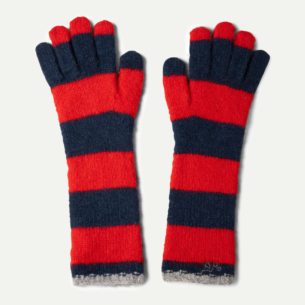 Damson Madder Navy/Red Stripe Long Gloves