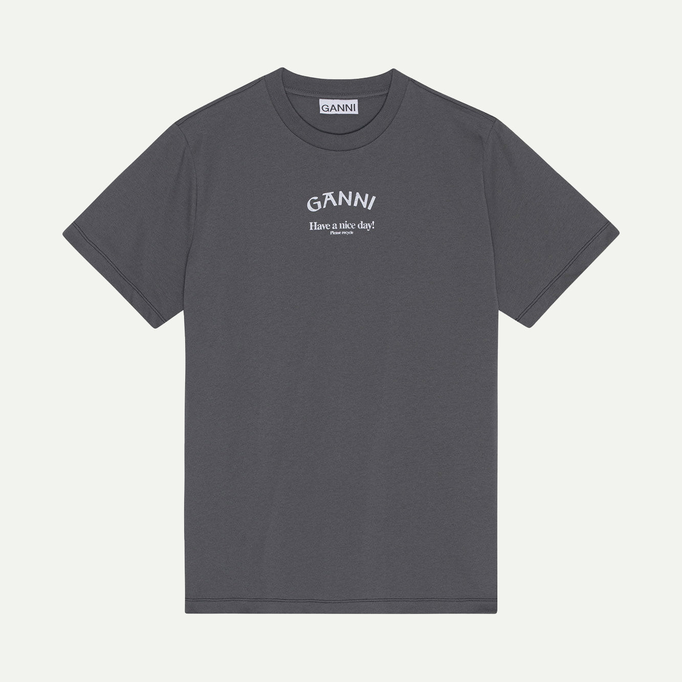 GANNI Volcanic Ash Basic Jersey Relaxed T-Shirt