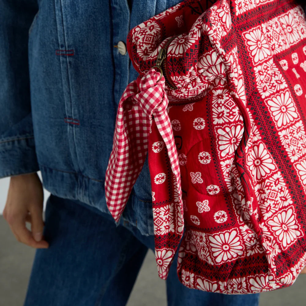 Damson Madder Red Bandana Print Quilted Tote Bag