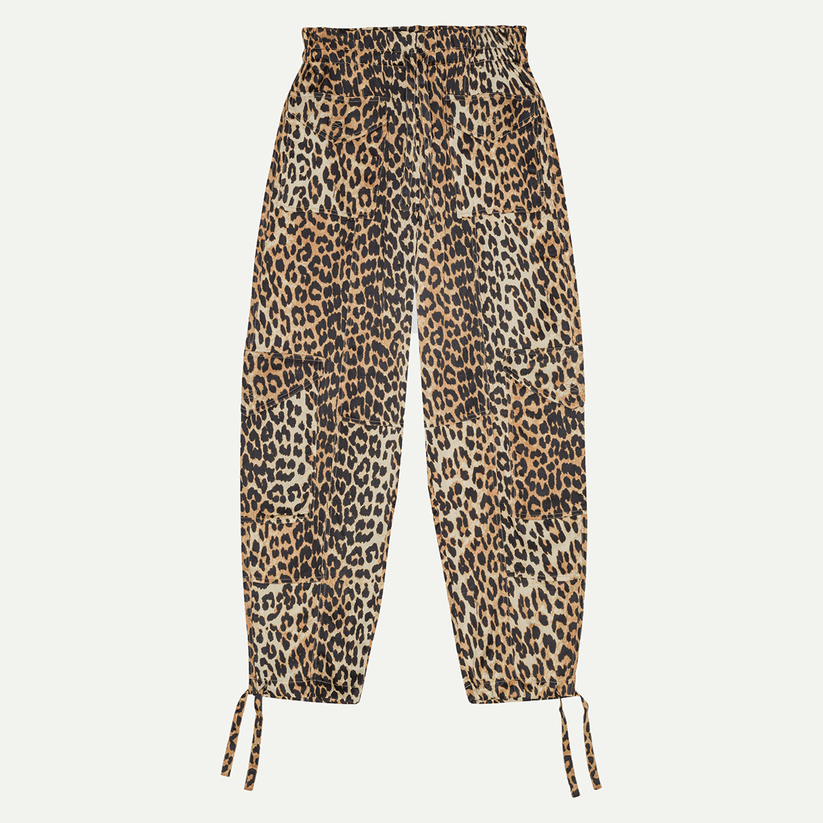 GANNI Leopard Print Satin Trousers