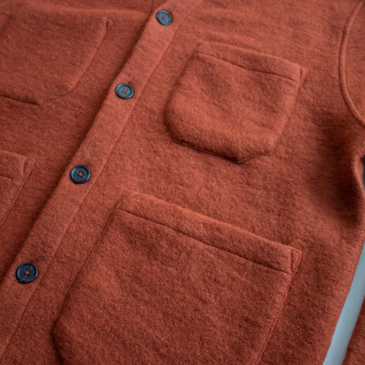 Universal Works Orange Wool Fleece Cardigan