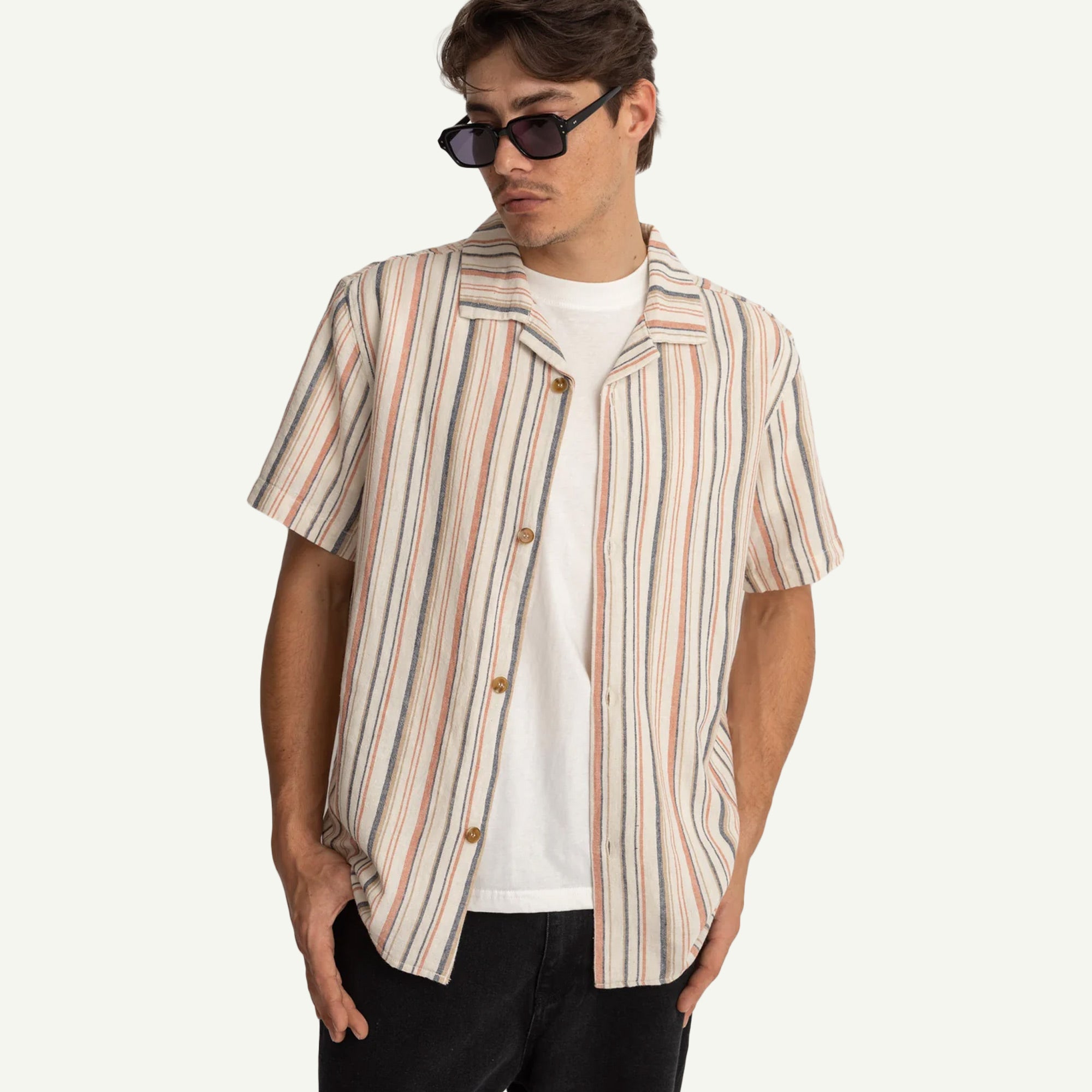 Rhythm Natural Vacation Stripe SS Shirt