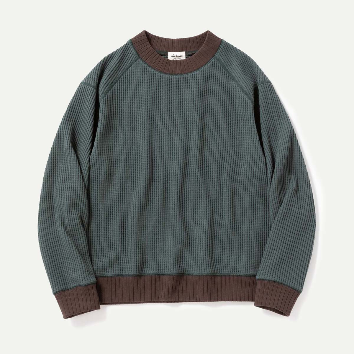 Jackman Ivy/Wood Waffle Mid-Neck Crew Sweatshirt