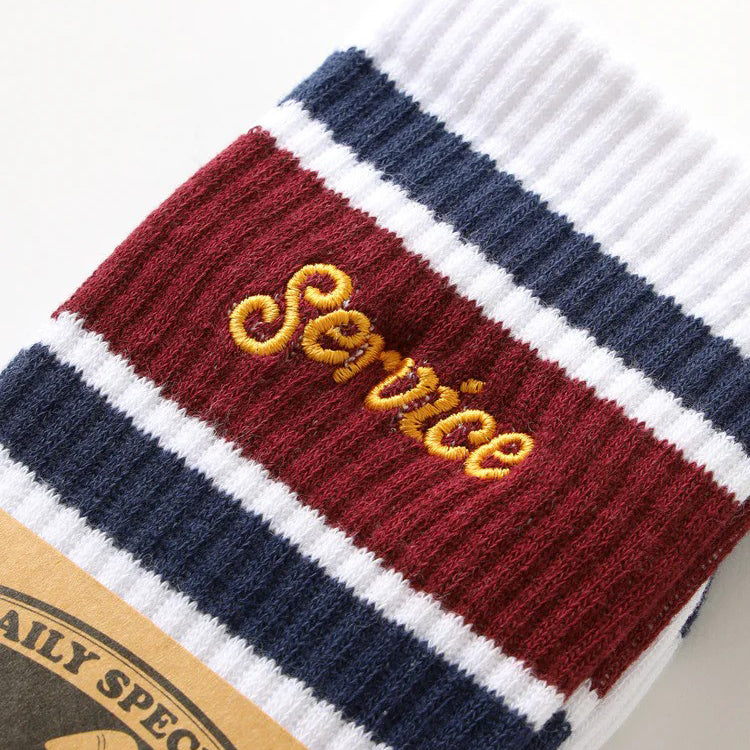 Service Work White Logo Ringer Socks