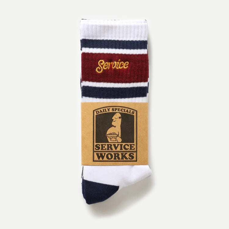 Service Work White Logo Ringer Socks